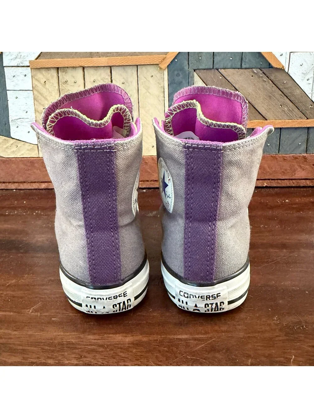 Converse Chuck Taylor All Star Double Tongue Gray Purple Sneakers Kids Size 13